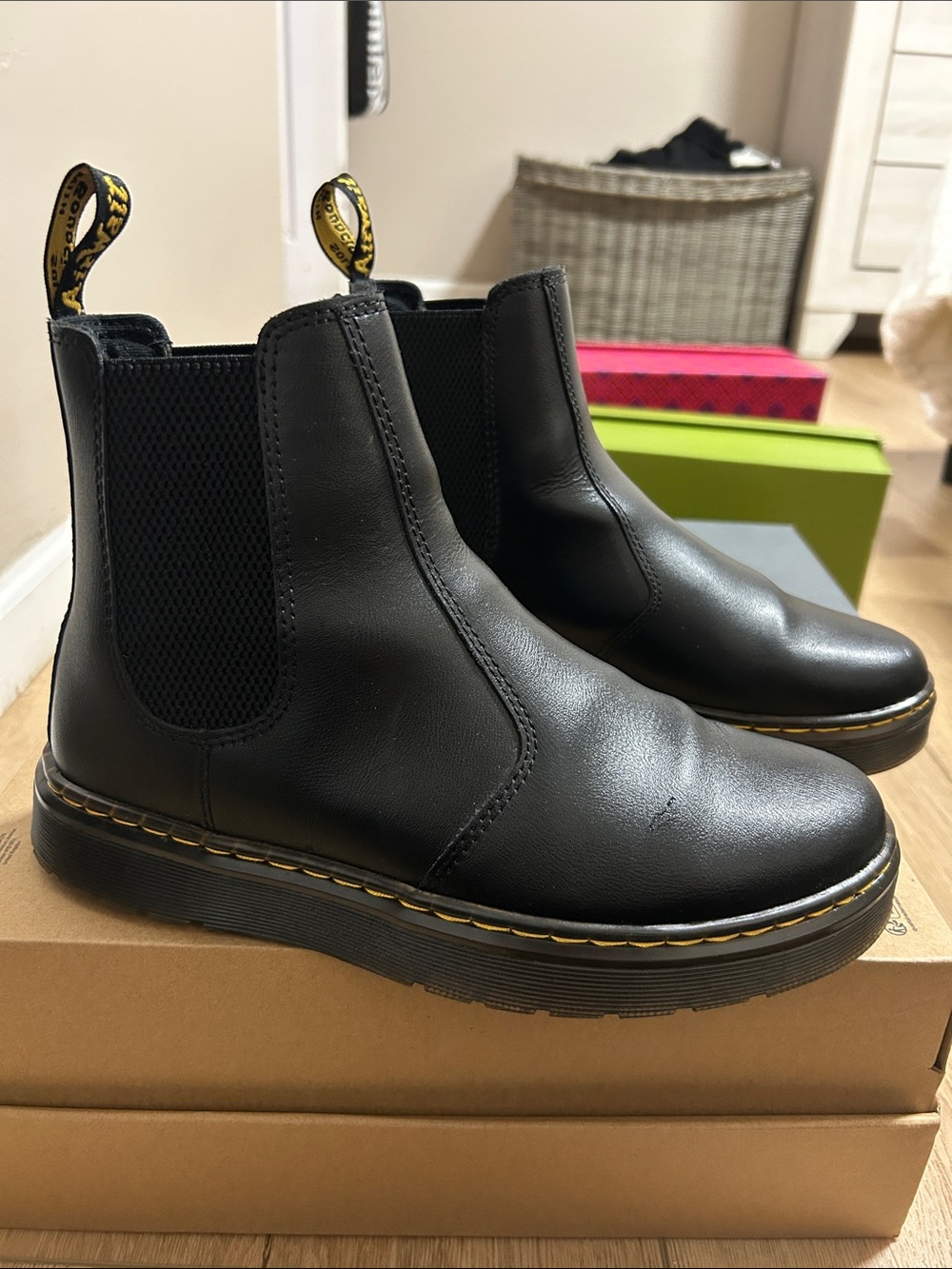 Dr. Martens Black Leather Chukka Boots with Yellow Stitching - Picture 2 of 4
